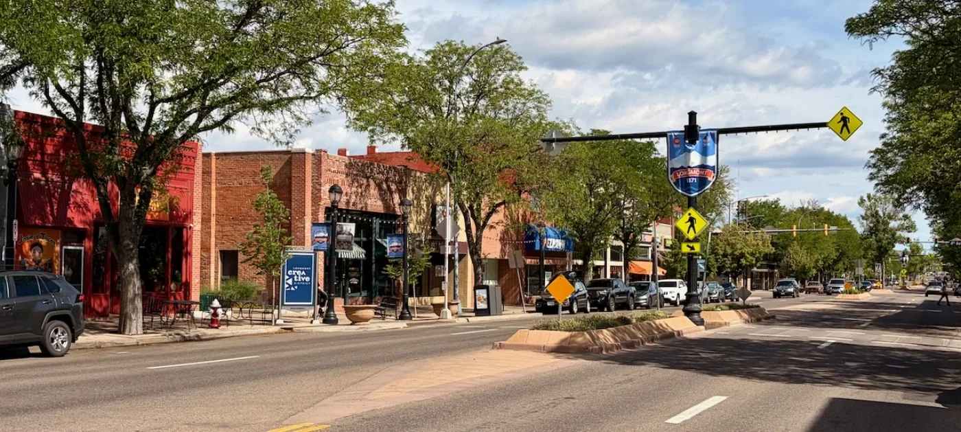 Commercial building with clean storefront windows in Longmont, Colorado