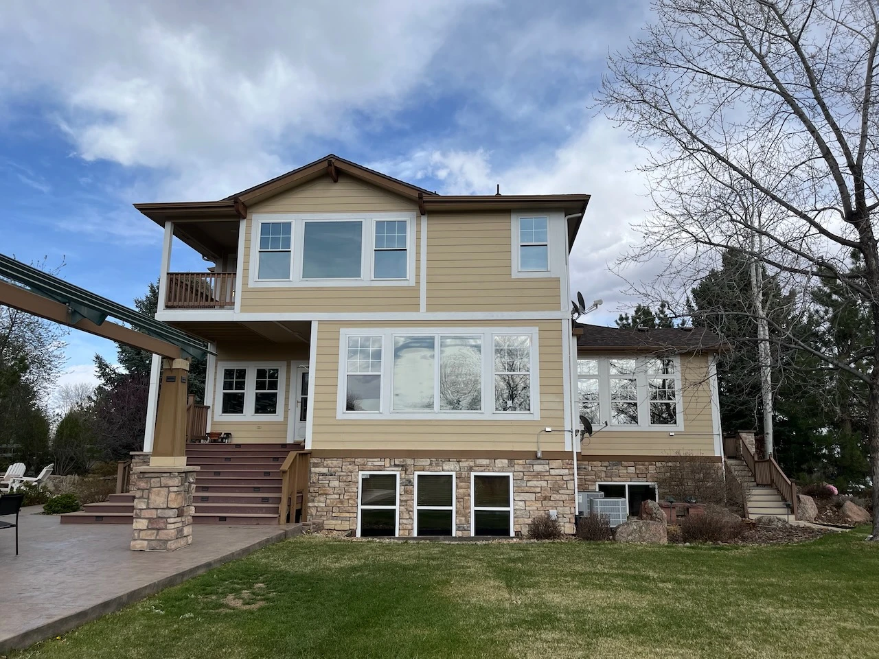 Two-story tan siding home